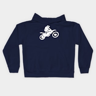 Motor X White Silhouette Dirt Bike Kids Hoodie